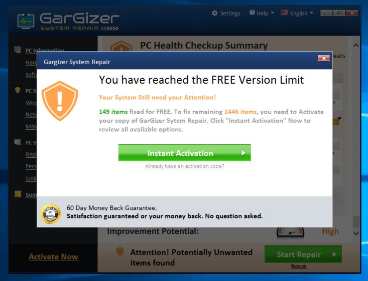 Gargizer System Repair PUP