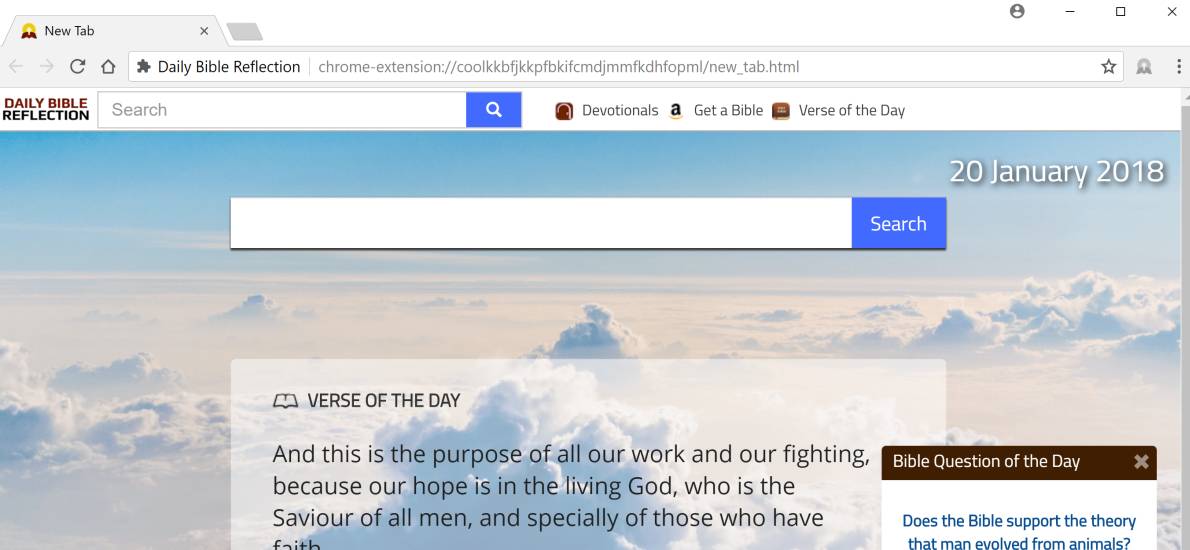 Daily Bible Reflection New Tab redirect