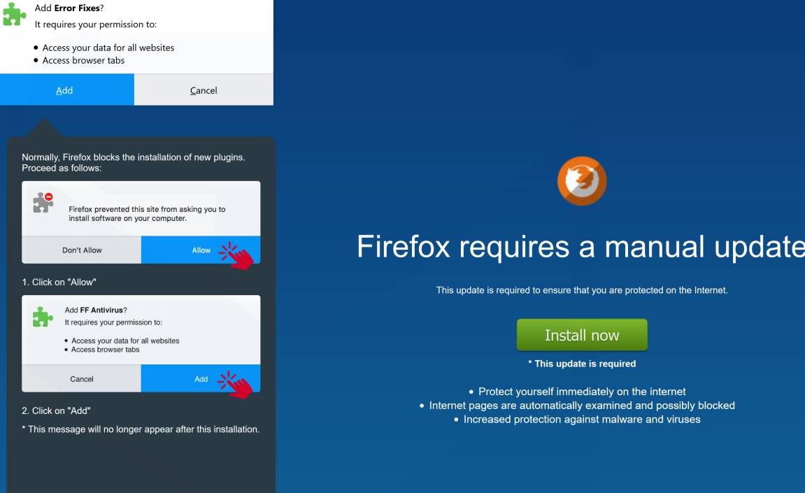 Removing adware from Firefox. Installations are protected. Click to add image.