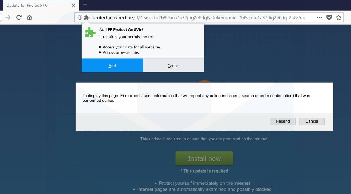 FF Protect AntiVir add-on scam virus