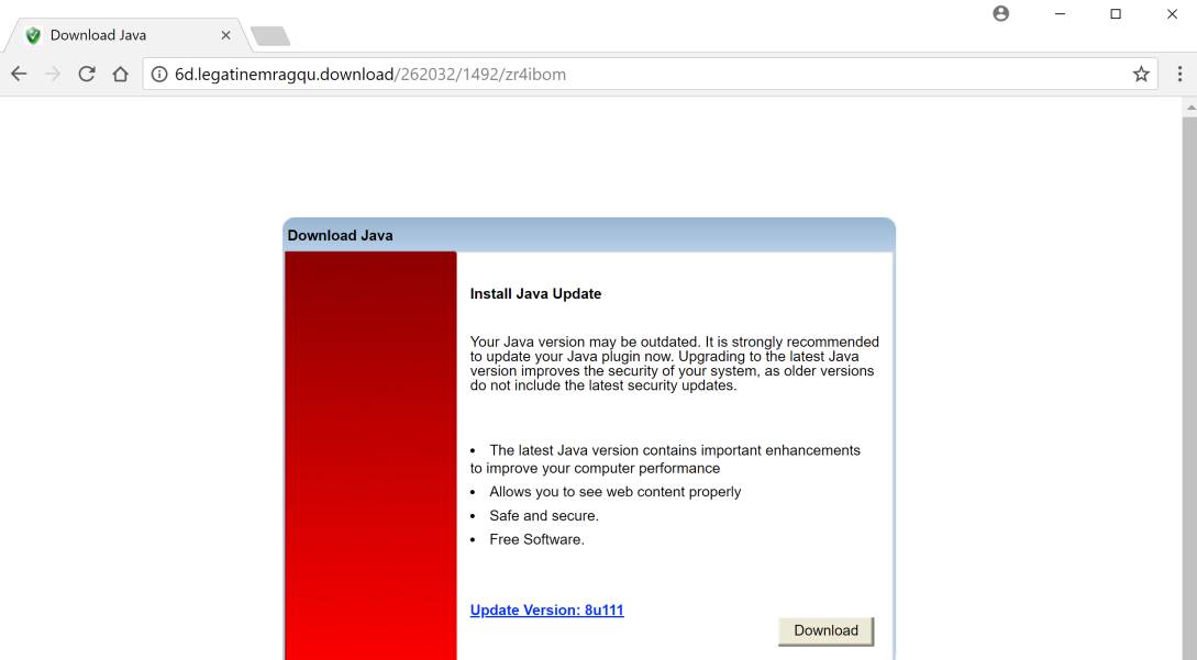 Install Java Update Scam Virus