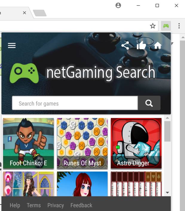 netGaming Search redirect virus
