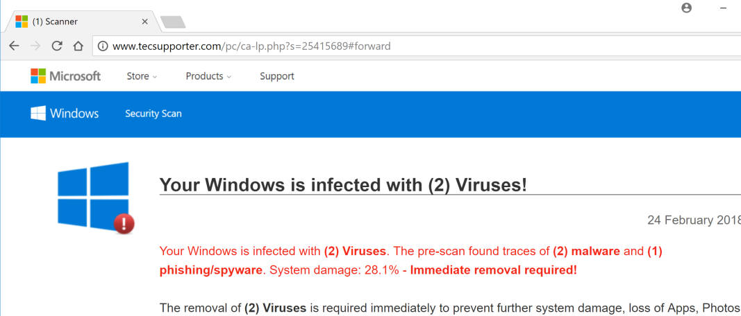 tecsupporter.com redirect virus