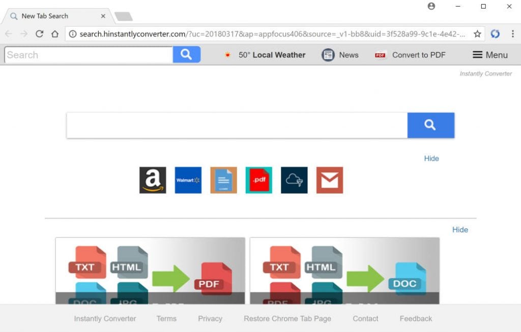 Instantly Converter New Tab Search