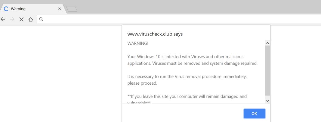 viruscheck.club redirect virus