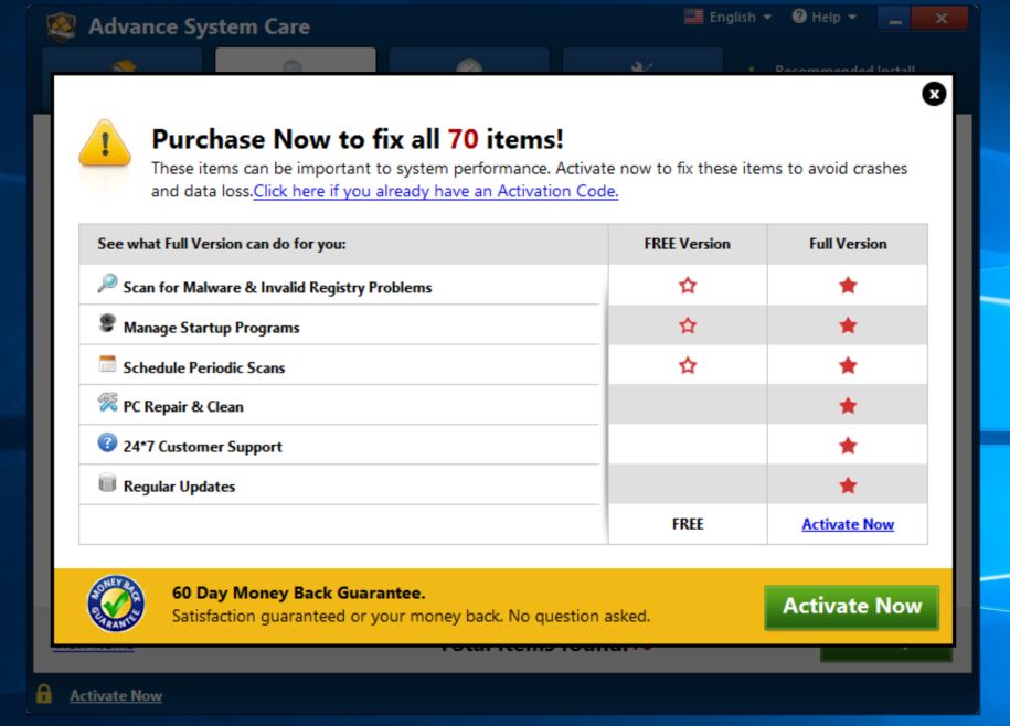 uninstall advanced systemcare 10