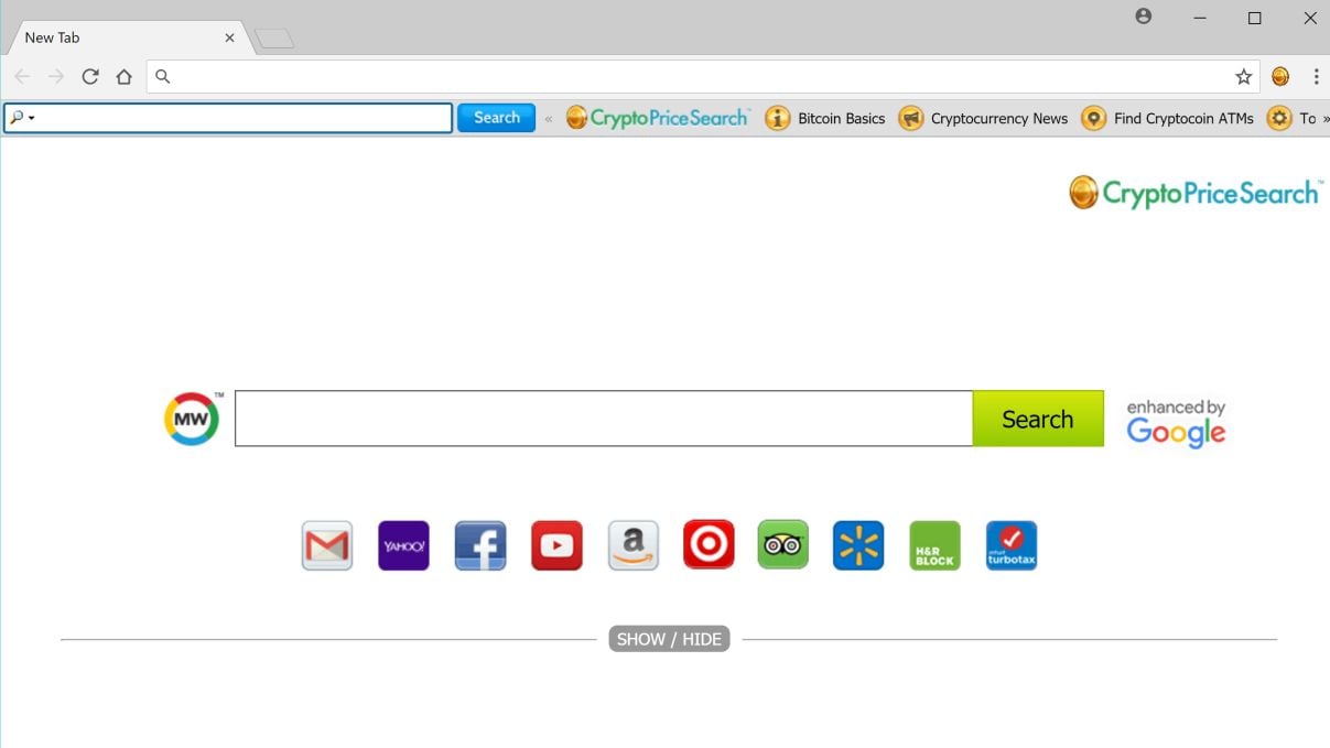 CryptoPriceSearch browser New Tab