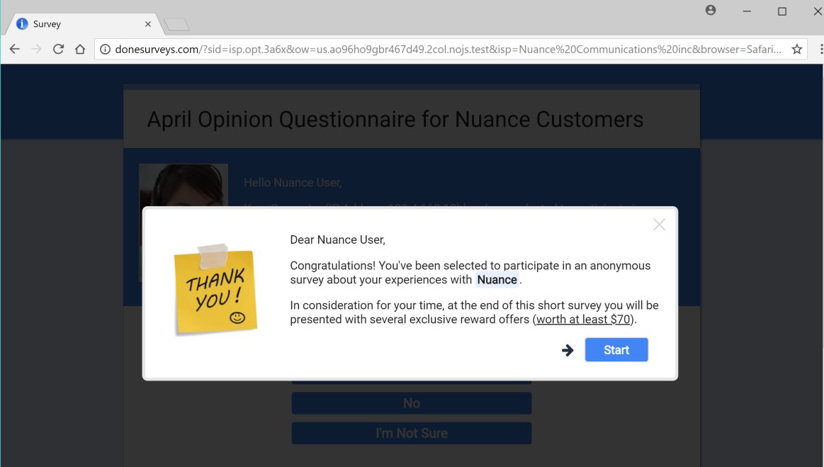 Donesurveys.com pop-up ads