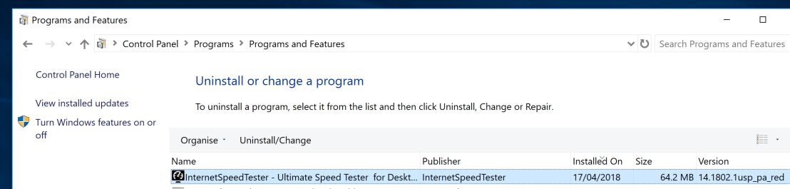 Uninstall InternetSpeedTester - Ultimate Speed Tester for Desktop adware