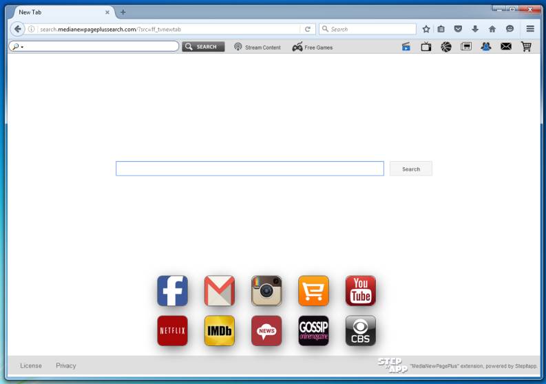 Media New Page Search redirect