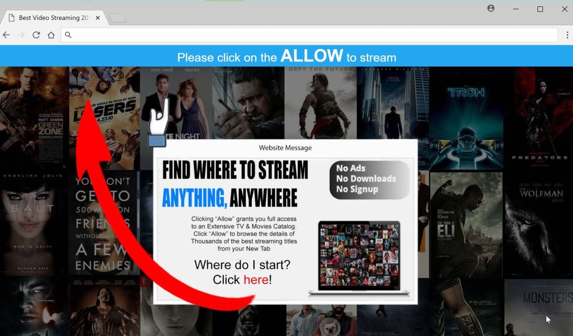 Please click on the ALLOW to stream adware