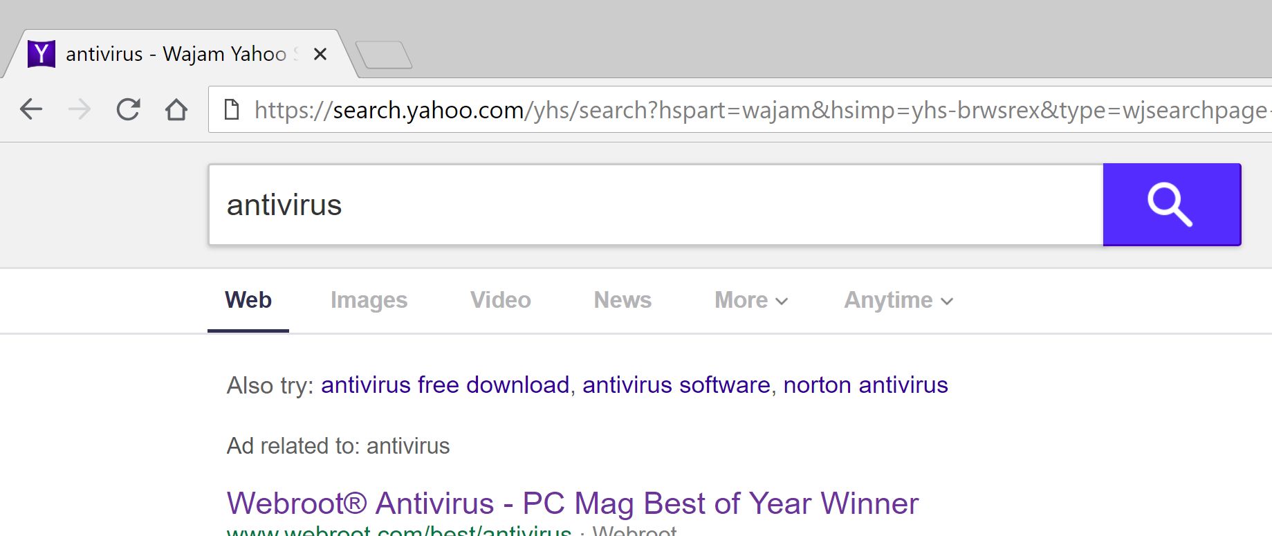 Wajam Yahoo Search redirect