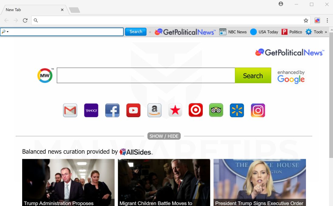 GetPoliticalNews toolbar