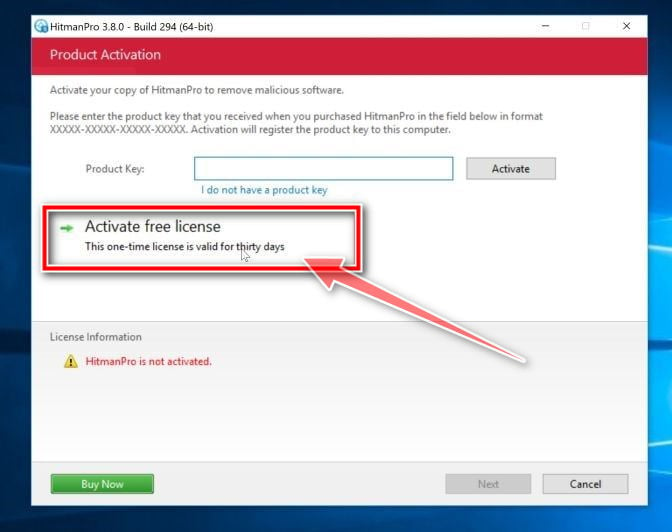 Activate the free HitmanPro license key