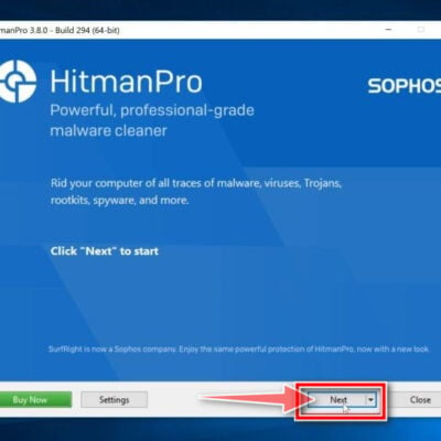 Click Next to install HitmanPro on your PC