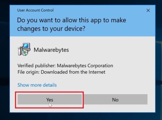 Windows asking for permission to run the Malwarebytes installer - Help Guide