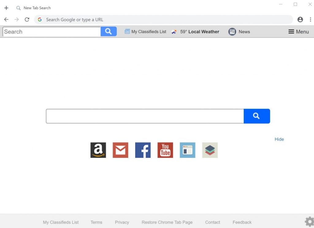 My Classifieds List New Tab redirect
