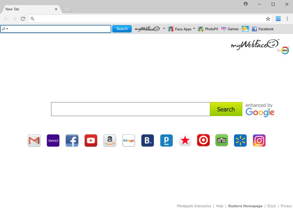 MyWebFace New Tab redirect