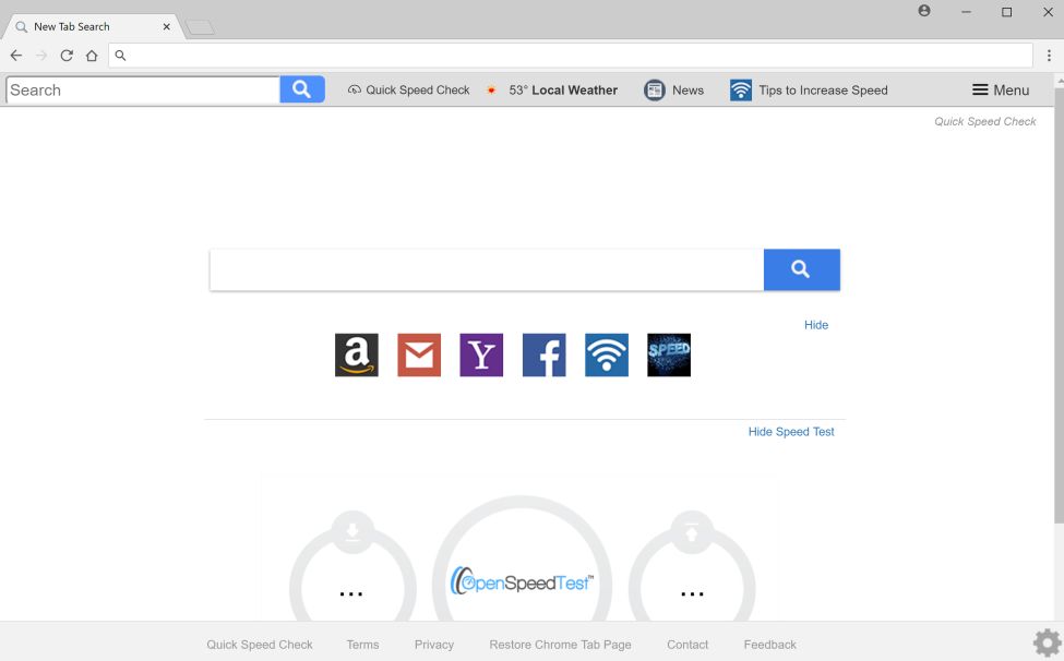 Quick Speed Check New Tab Search redirect