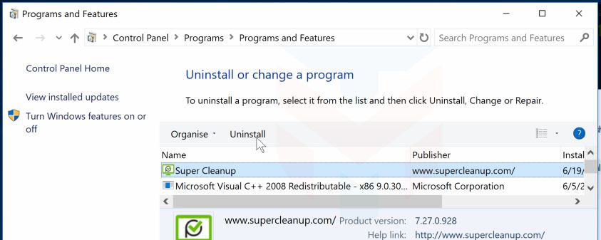 Uninstall Super Cleanup