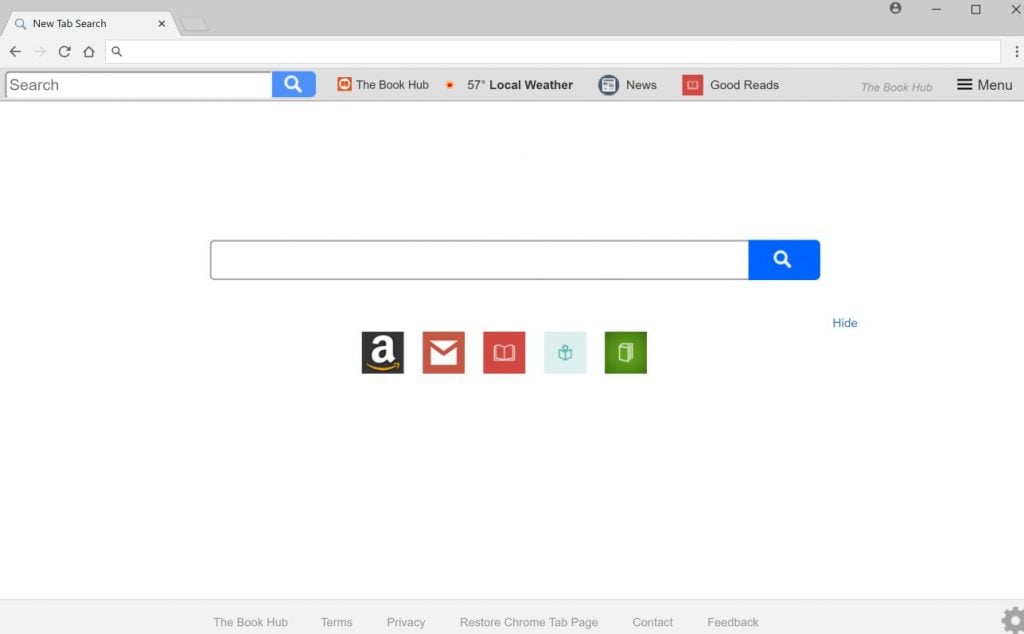 The Book Hub New Tab Search redirect