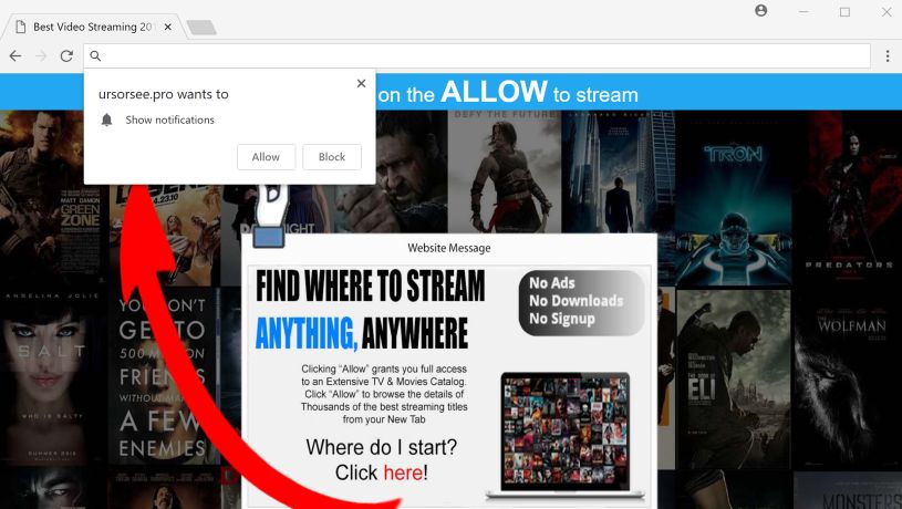 Ursorsee.pro pop-up ads virus