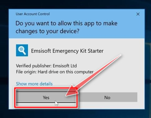 Allow Emsisoft to run on your PC - UAC