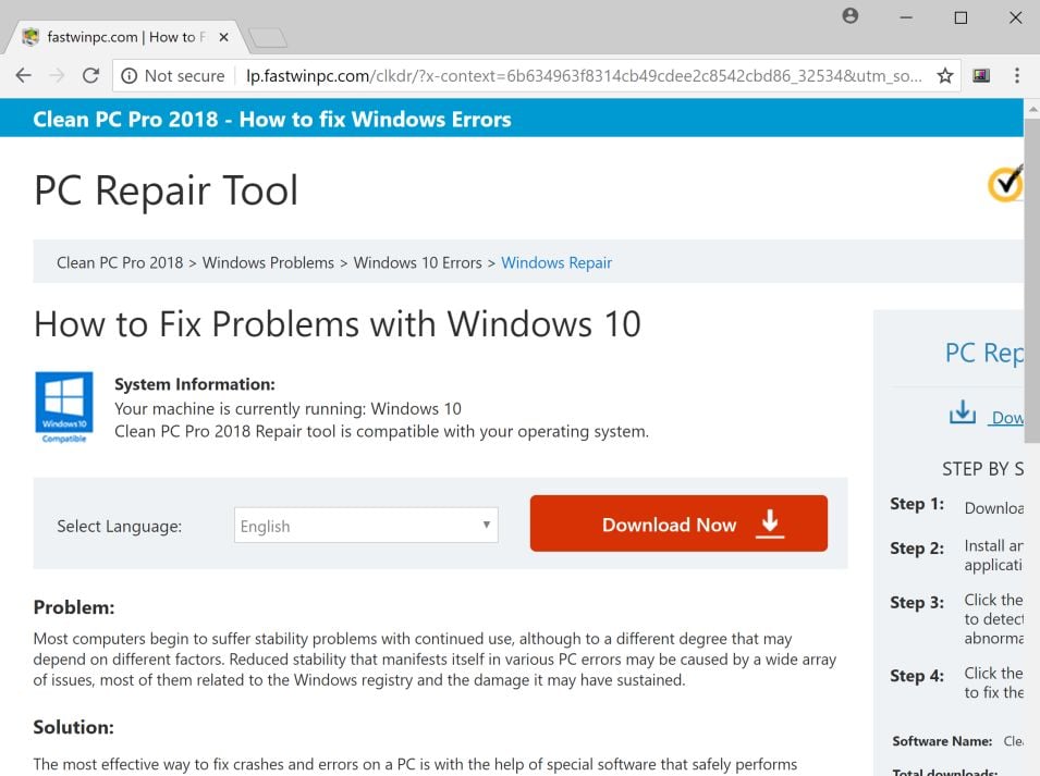 Fastwinpc.com redirect virus