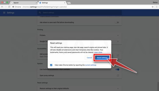 chrome not saving settings