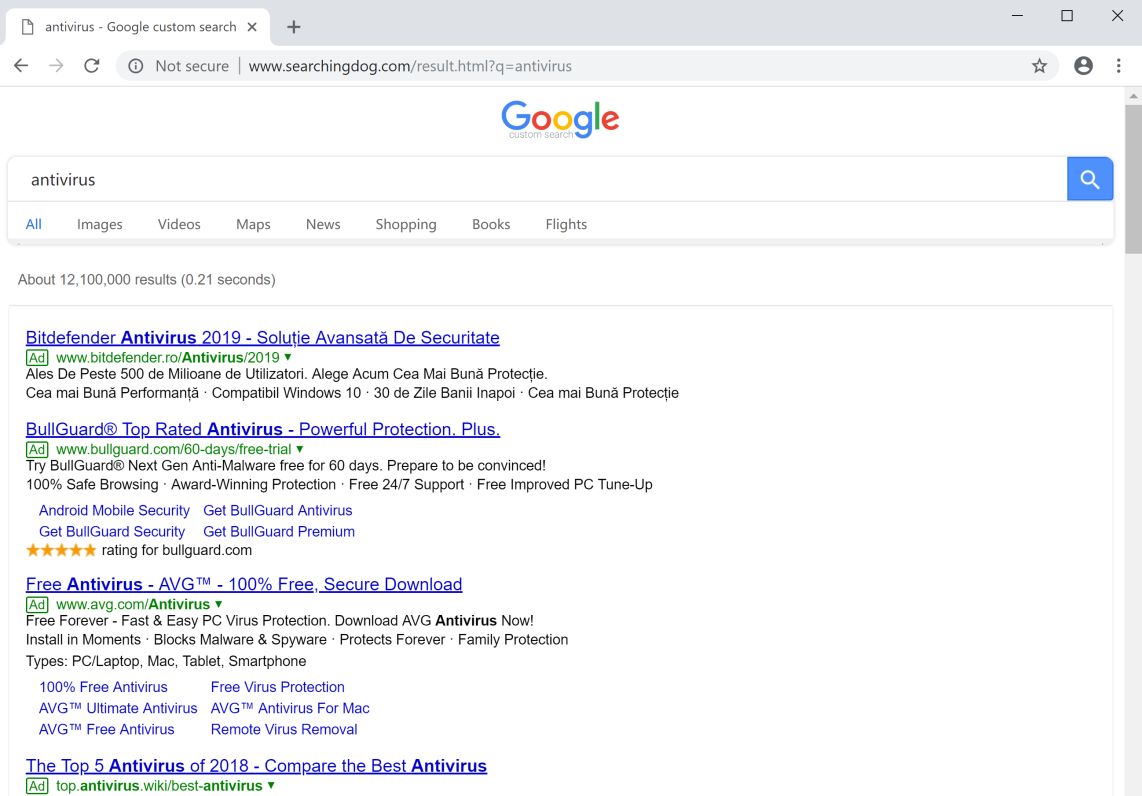 Searchingdog.com redirect virus