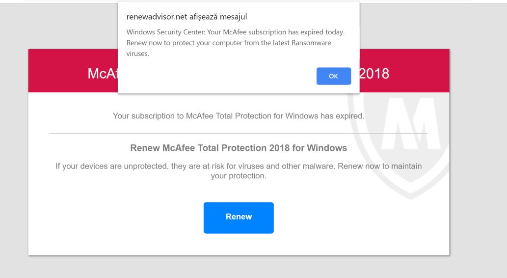 renewadvisor.net redirect virus