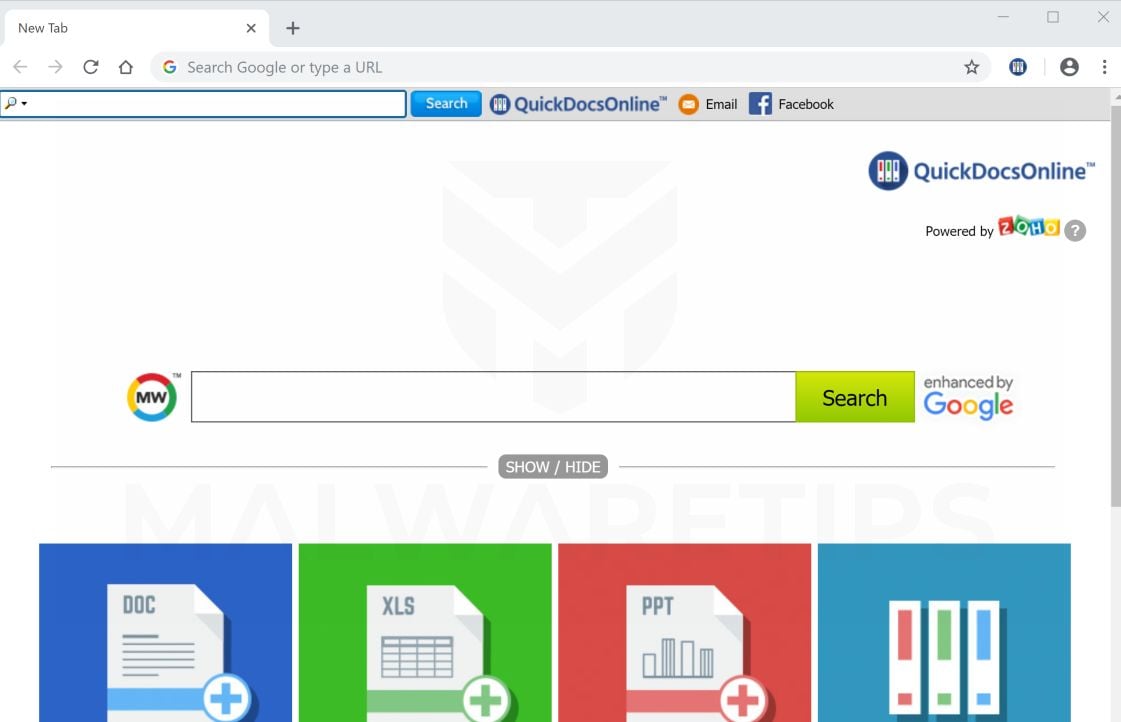 QuickDocsOnline New Tab adware