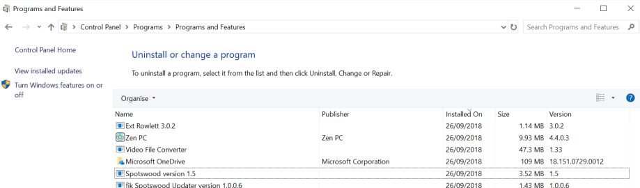 Uninstall Spotswood