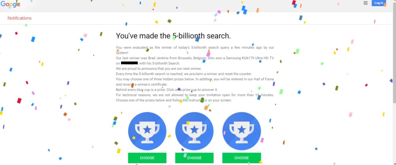 You've made the 5-billionth search Scam