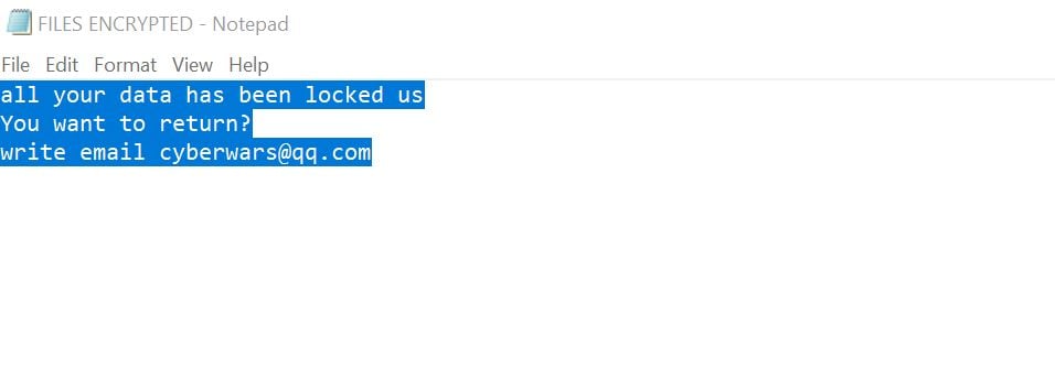Cyberwars@qq.com War Ransomware Virus