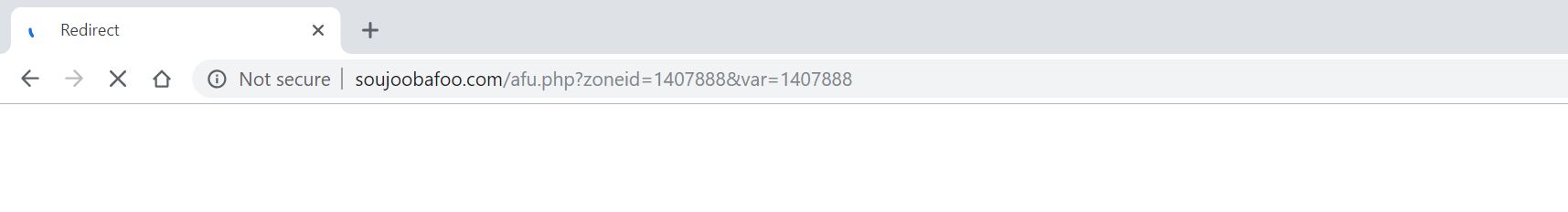 Image: Chrome browser is redirected to the Soujoobafoo.com/afu.php?zoneid=