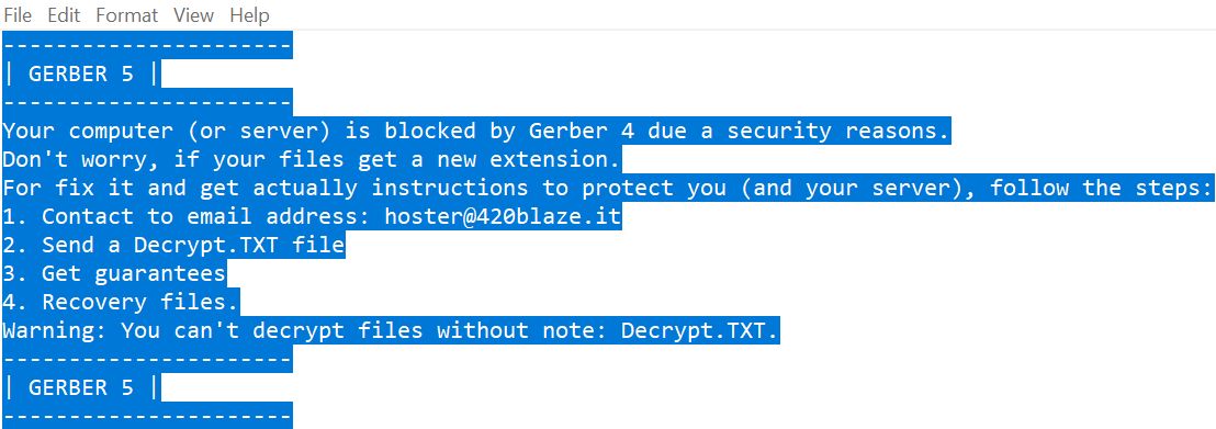 Image: Gerber Ransomware