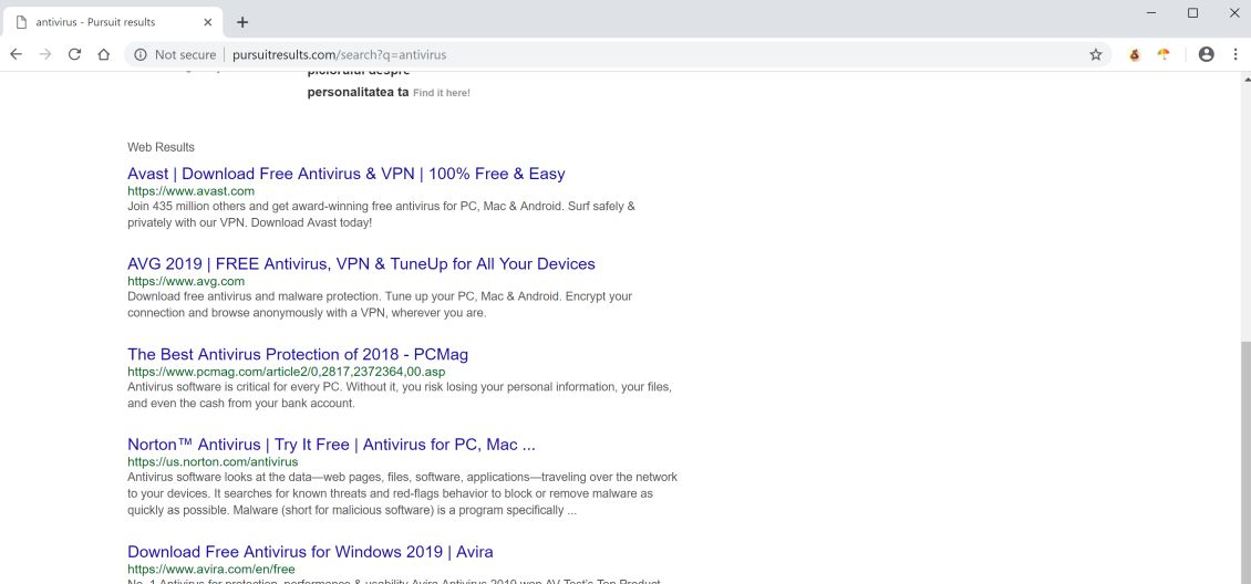 pursuitresults.com redirect virus