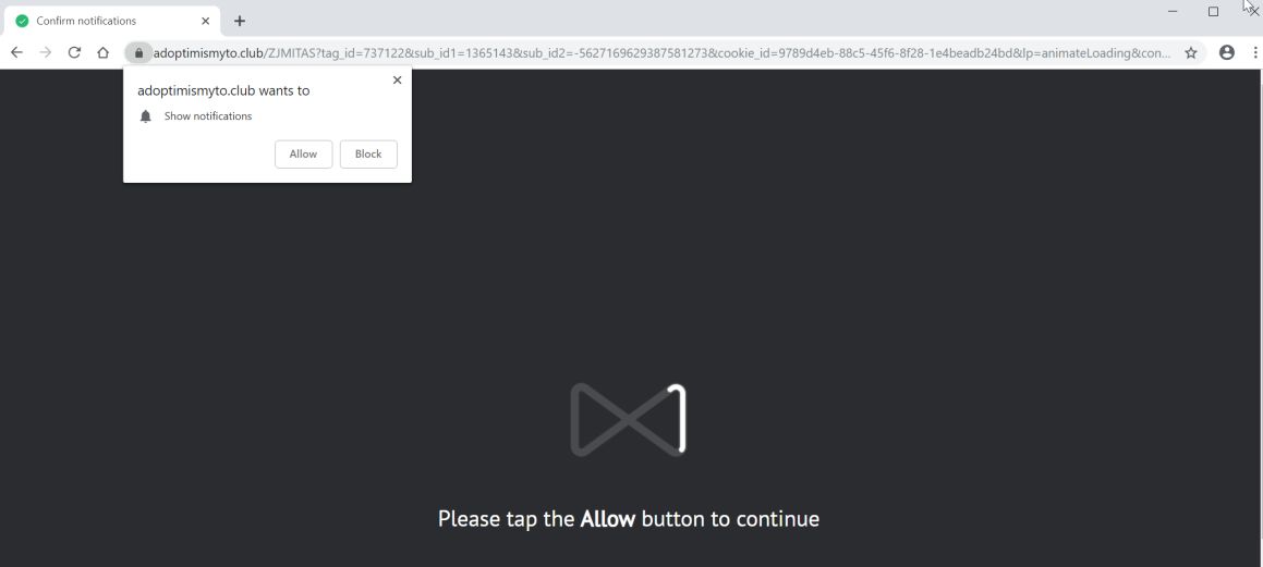 adoptimismyto.club pop-up scam