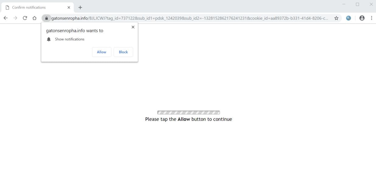 Image: Chrome browser is redirected to the Gatonsenropha.info site