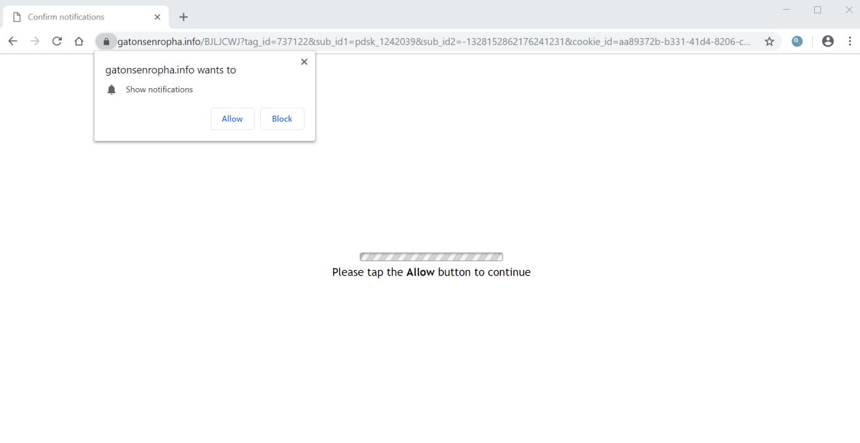 Image: Chrome browser is redirected to the Gatonsenropha.info site Image: Chrome browser is redirected to the Gatonsenropha.info site