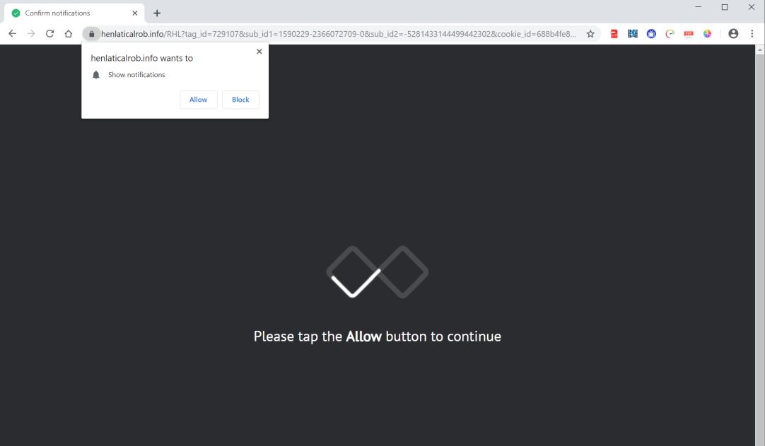Image: Chrome browser is redirected to the Henlaticalrob.info site