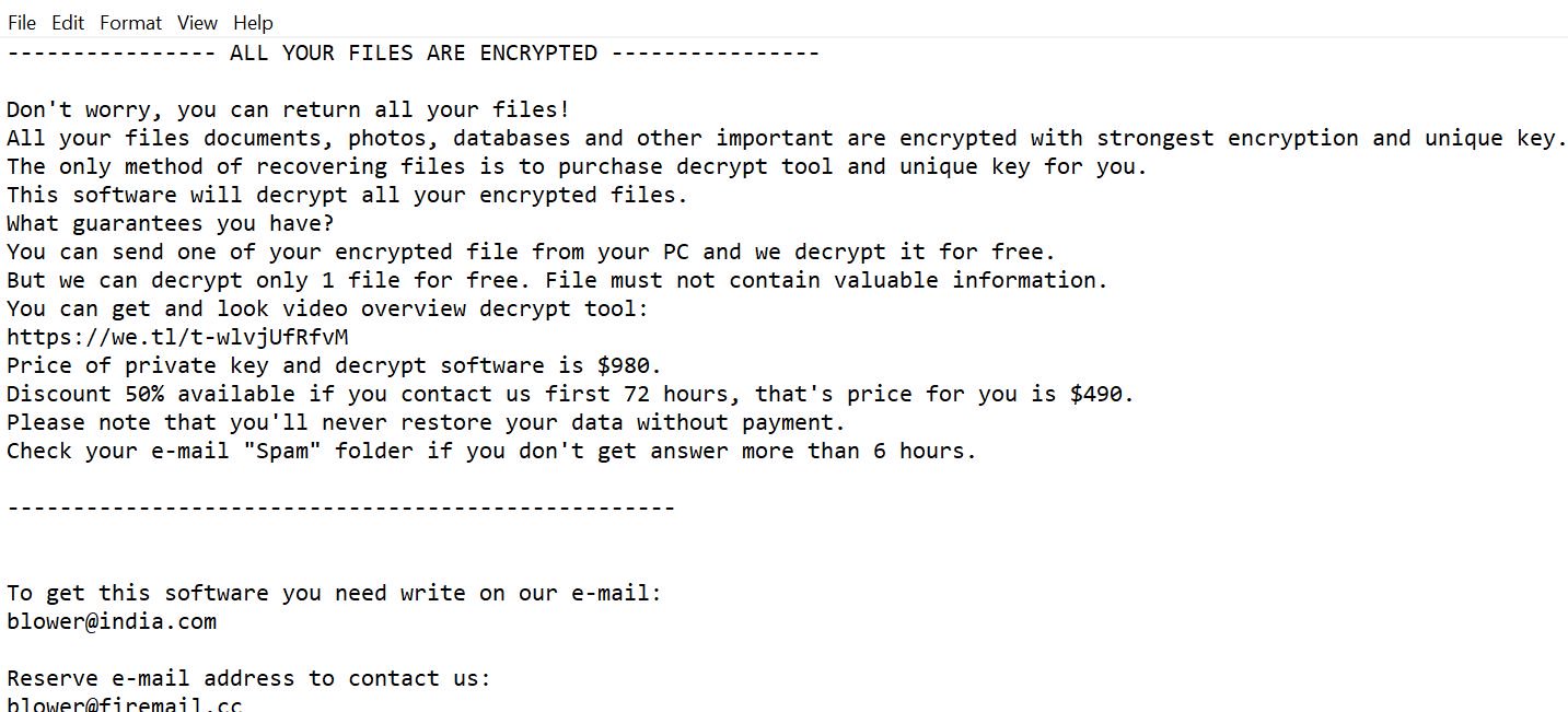 Image: Blower@india.com Promok Ransomware