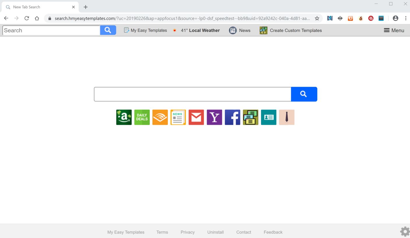 Image: Chrome browser is redirected to the search.hmyeasytemplates.com site