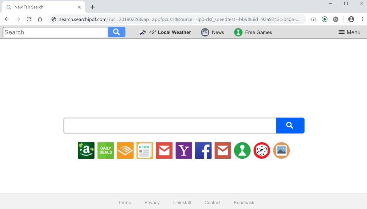 Изображение: браузер Chrome перенаправляется на сайт search.searchipdf.com