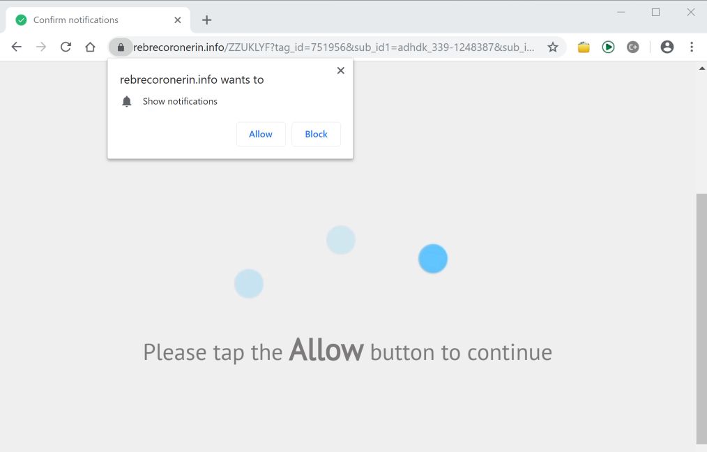 Image: Chrome browser is redirected to the Rattedropenrigh.info site