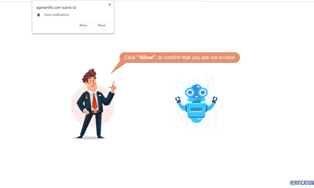 Image: Chrome browser is redirected to the Ageverifik.com site