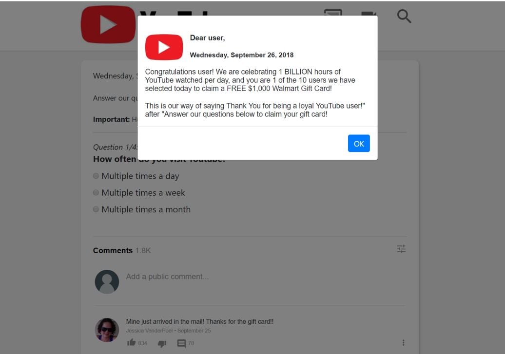 liner Nebu Arrangement Remove "Congratulations YouTube User" Pop-up Ads (Virus Removal Guide)
