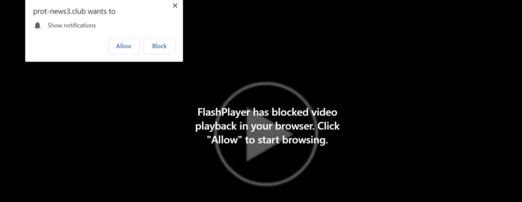 Изображение: FlashPlayer заблокировал видео в вашем браузере Мошенничество
