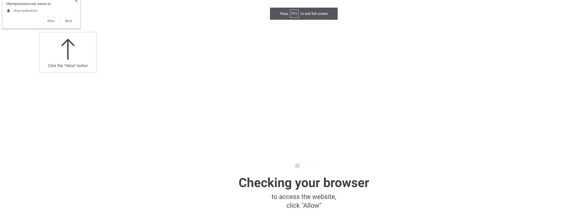 Image: Chrome browser is redirected to the Lifeimpressions.net site